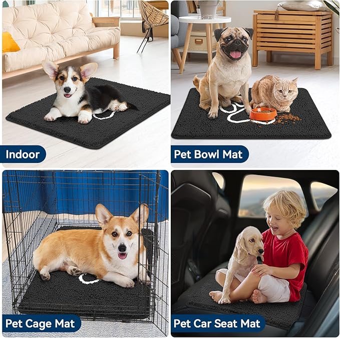 Super Absorbent Dog Door Mat, 30"*20“ Anti Slip Mat for Muddy Paws, Pet Rugs for Dirty Paws Washable That Absorbs Moisture and Dirt, for Dog Cage and Pet Resting Carpet