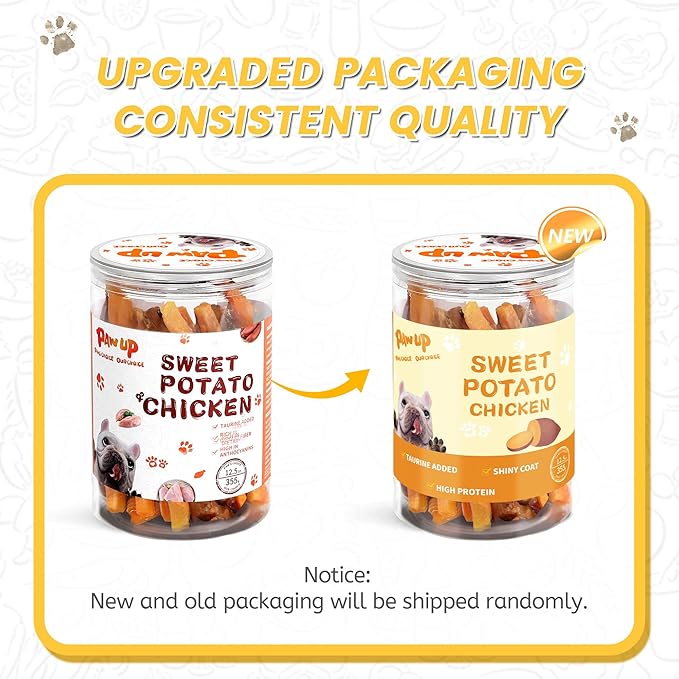 PAWUP Chicken Sweet Potato Dog Treats, Double Sweet Potato Chews with Taurine, Healthy Pet Snacks for Small Medium Large Dogs, 12.5 oz