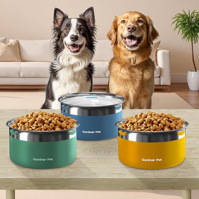 Gardner Pet Dog Bowls 1 Gallon (3.85L) Stainless Steel No Spill Dog Water Bowl, Slow Water Feeder Metal Bowls, Spill Proof Water Dispenser for Large Dogs, Promotes Healthy Hydration(Green)