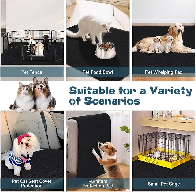 46" X 60" X 0.23'' Mat for Under Dog Crate Waterproof Non-Slip Kennel Mat to Protect Floors Extra Large Absorbs Urine Reusable Dog Playpen Mat