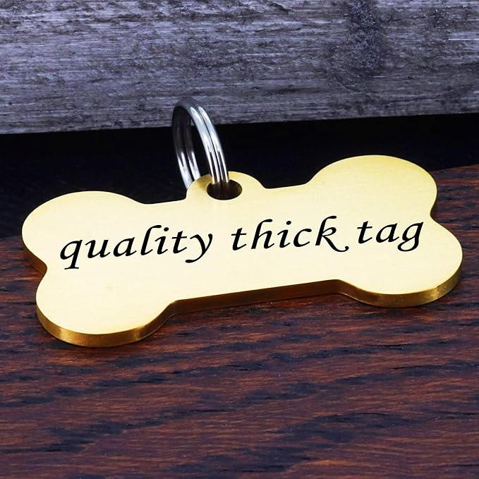 Ultra Joys Custom Personalized Pet ID Tag - Brushed Stainless Steel Bone Tag, Small