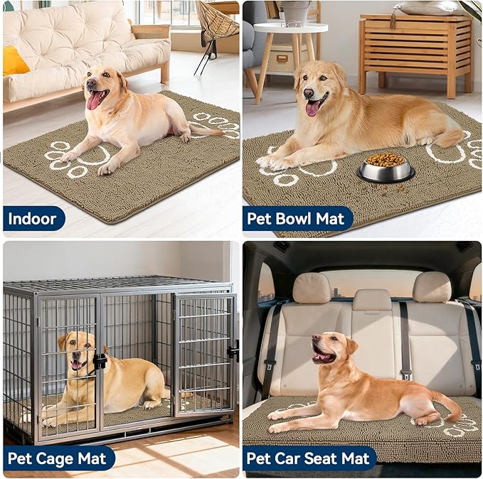 Super Absorbent Dog Door Mat, 48"*30“ Anti Slip Mat for Muddy Paws, Pet Rugs for Dirty Paws Washable That Absorbs Moisture and Dirt, for Dog Cage and Pet Resting Carpet