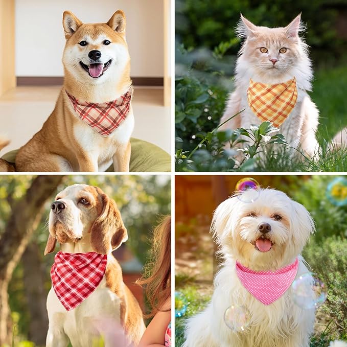 PAWCHIE Dog Bandanas Small Reversible Styles Pet Triangle Scarf Bibs - Adjustable with Two Snaps - Kerchief Set Accessories for Dogs, Puppy, Cats