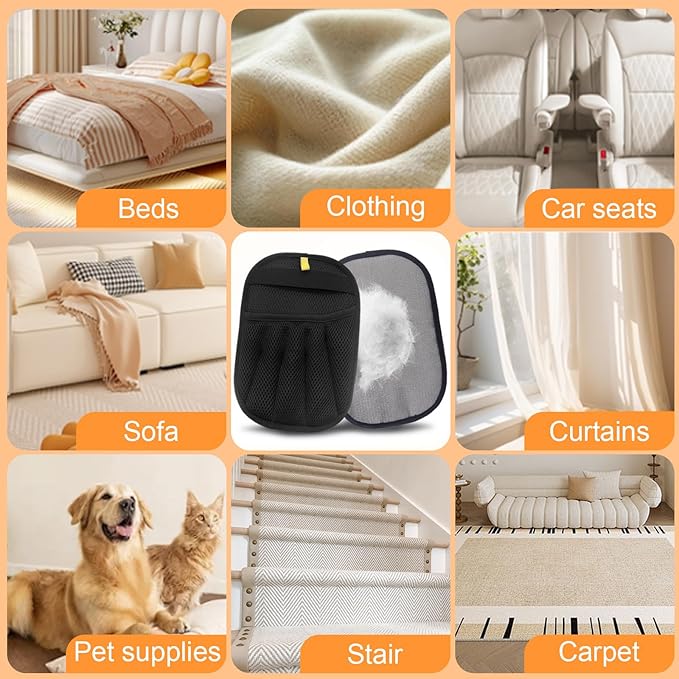 Pet Hair Removal Glove | Electrostatic Reusable Cat & Dog Magic Brush Hair Remover Tool for Furniture, Carpet, Couch | Upgraded 5-Finger Design | Gentle Grooming Tool for Pets(Eco-Friendly) (1 PCS)