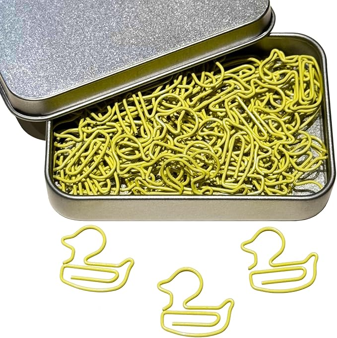 Cute Paper Clips, 60PCS Duck Shaped Paper Clips Animal Bookmarks Clips, Assorted Colors, Fun Office Gifts for Women Men Coworkers Teachers Students Girls Boys, Christmas Gifts