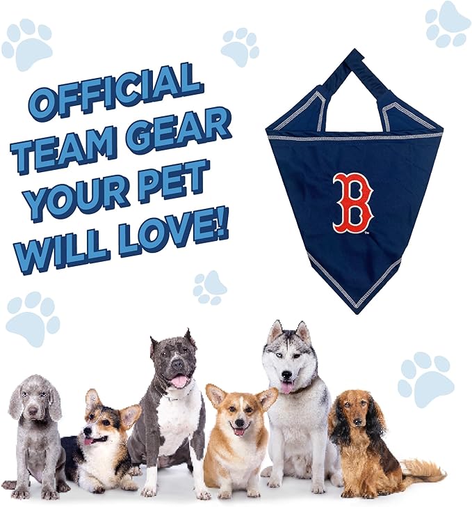 Pets First MLB Boston RED SOX TIE Bandana, Small/Medium. Dog Bandana Scarf Bib for Pet Cat Dog. The Ultimate Game-Day, Party Bandanna, Birthday Event