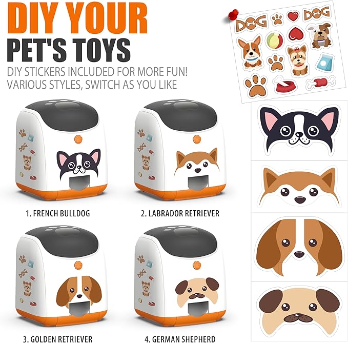 Dog Puzzle Feeder Toy, Automatic Dogs Treat Dispenser,Interactive IQ Training, Dog Slow Feeder,Remote Button Treat Dispenser,All Breeds,Large Capacity with Light (Orange)