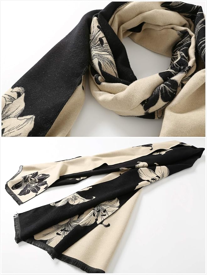 Jeelow Womens Pashmina Shawl Wrap Scarf - Elegant Dressy Evening Poncho Cape for Formal and Wedding Outfits