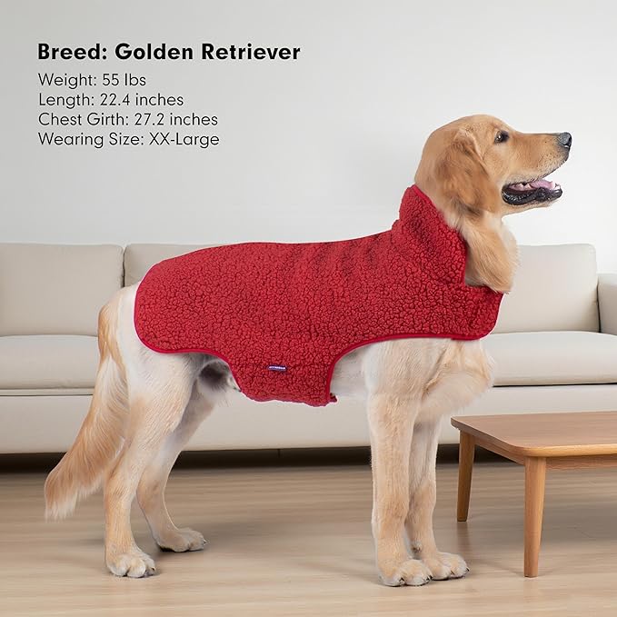 cyeollo Small Dog Coat, Sherpa Dog Winter Coat Reversible Warm Fleece Dogs Jackets Sweater Vest for Small Dogs Male with Leash Hole, Soft Cold Weather Pet Clothes, Buffalo Plaid L