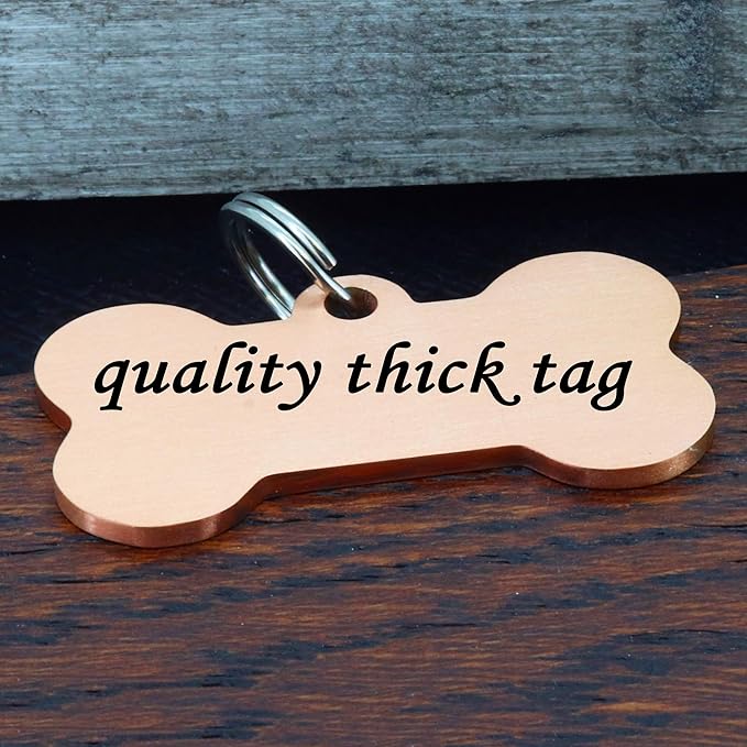 Ultra Joys Custom Personalized Dog ID Tag - Brushed Stainless Steel Bone, Rose Gold, Large
