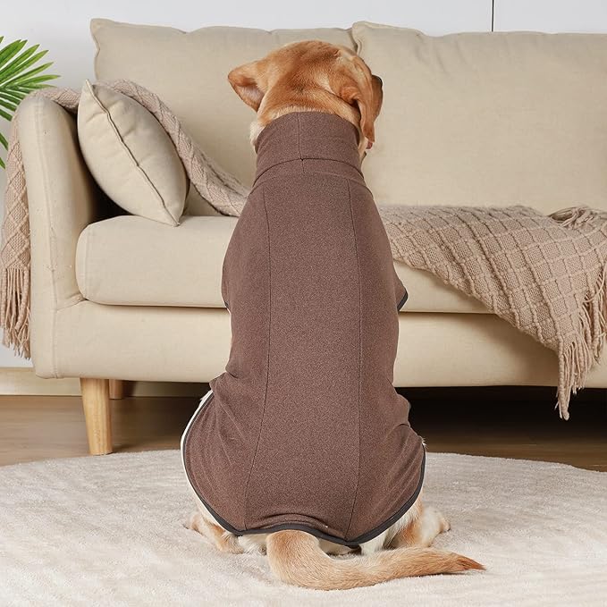ROZKITCH Dog Sweatshirts for Medium Dogs, Pet Windproof Warm Cold Weather Jacket Vest Cozy Jumpsuit Apparel Outfit Clothes for Walking Hiking Travel Sleep Brown M