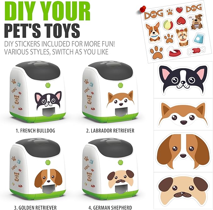 Dog Puzzle Feeder Toy, Automatic Dogs Treat Dispenser,Interactive IQ Training, Dog Slow Feeder,Remote Button Treat Dispenser,All Breeds,Large Capacity with Light (Green)