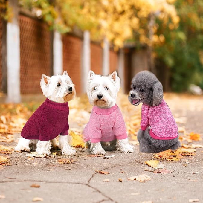 Idepet Pet Dog Classic Knitwear Sweater 3 Pcs, Fleece Coat for Small,Medium Dogs,Warm Pet Dog Cat Clothes,Soft Puppy Customes for Dog Grils Boys,Medium