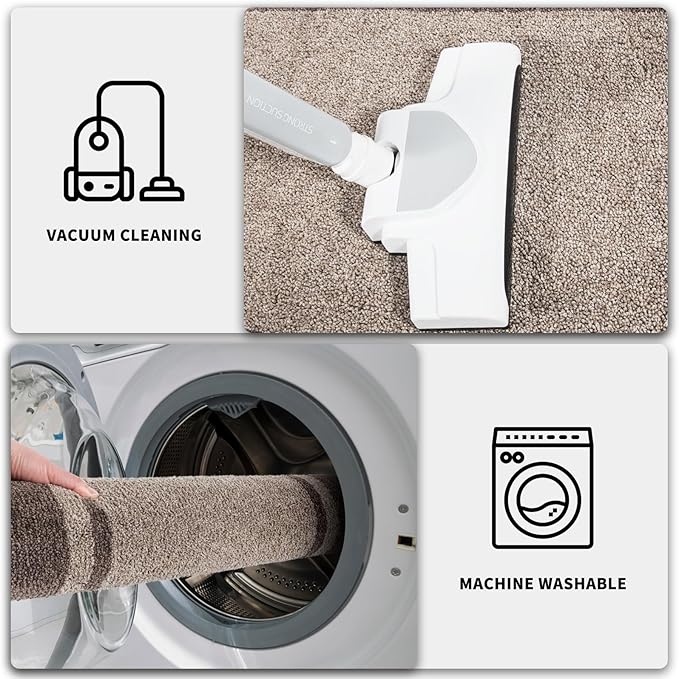 PURRUGS Dirt Trapping Door Mat 24" x 60", Non-Slip/Skid Machine Washable Entryway Rug, Shoes Scraper, Area Rug, Super Absorbent Welcome Mat for Muddy Wet Shoes and Paws, Beige & Grayish Brown