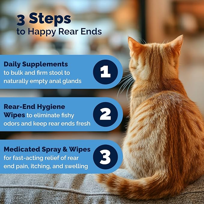 Vetnique Glandex Feline Anal Gland or Daily Probiotic Fiber Supplement Powder for Cats with Digestive Enzyme, Probiotics and Pumpkin, Vet Recommended for Healthy Bowels (4oz, Anal Gland Powder - Tuna)