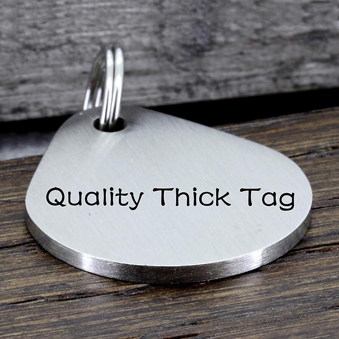 Ultra Joys Dog ID Tag, Custom Dog Tag Personalized Cat Tag, Pet ID Tag, Brushed Stainless Steel Teardrop Dog Tag Silver Medium