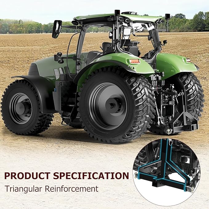 3 Point 2 in Trailer Hitch Receiver Heavy-Duty for Category 1 Tractors Compatible with Kubota, BX, LM25H, WLM Tractor, NorTrac, Yanmar, Kioti, Cat (3 Point Hitch-Black)