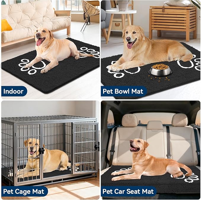 Super Absorbent Dog Door Mat, 48"*30“ Anti Slip Mat for Muddy Paws, Pet Rugs for Dirty Paws Washable That Absorbs Moisture and Dirt, for Dog Cage and Pet Resting Carpet