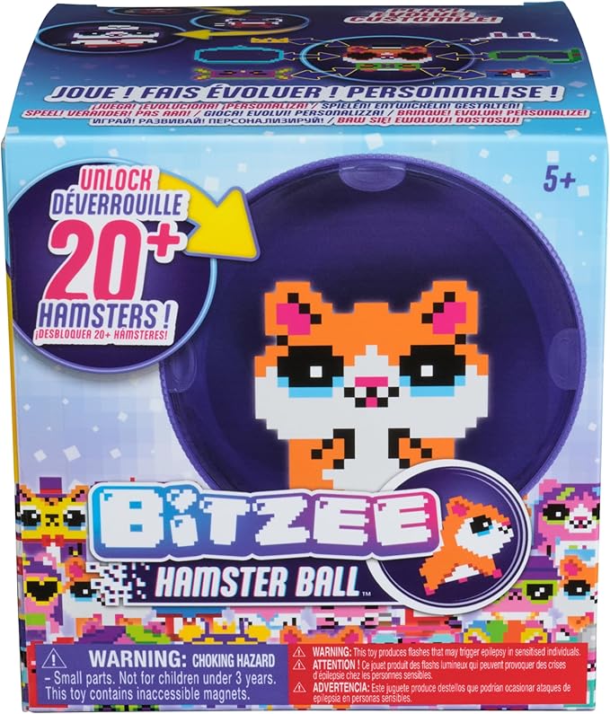 Bitzee, Hamster Ball Interactive Toy Hamster with Over 20 Hamsters Inside, Rolls & Reacts to Touch, Digital Pet Gifts & Stocking Stuffers for Kids