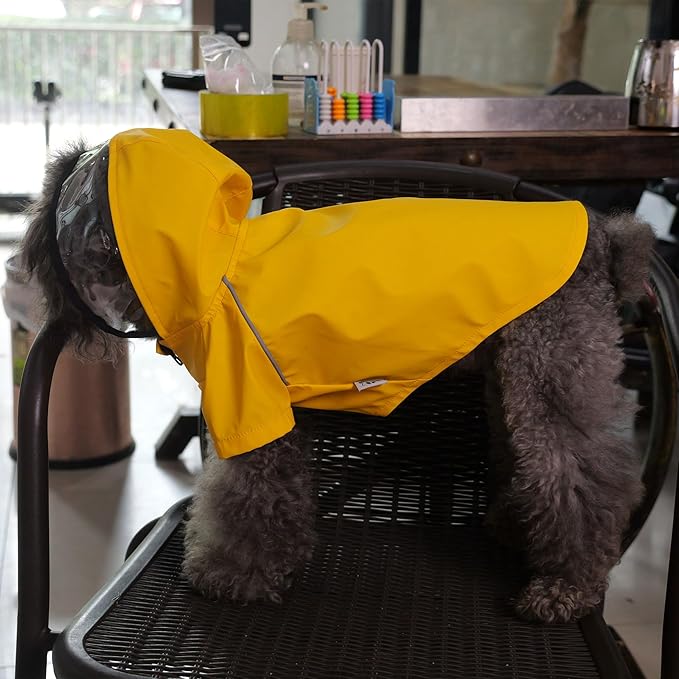LoveLonglong Premium Waterproof Dog Raincoat with Reflective Safety Features Pet Raincoats for Large Medium Small Dogs Yellow S