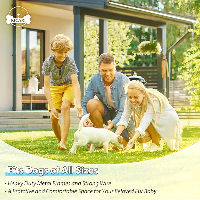 10x10ft Large Dog Kennel Outdoor, Heavy-Duty Outside Dog Kennel with Roof, Security Latch-Lock Door, Chain-Link Dog Enclosure Dog Run for Yard with Cover