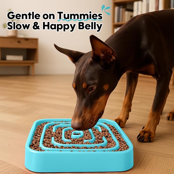 TOBYTO Slow Feeder Dog Bowls for Large Medium Breed, Anti-Choking Pet Slow Feeding Food Bowl, Non Slip Maze Puzzle Dog Feeder Bowl Prevent Bloating,Blue