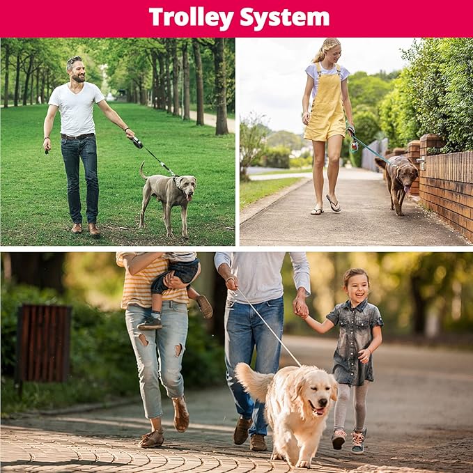 Long Dog Leash 20 FT: Heavy Duty Rope Leashes for Dogs Training with Swivel Lockable Hook Reflective Threads Bungee and Padded Handle - Dog Lead for Large Small Medium Dogs Outside Walking Hiking Pink