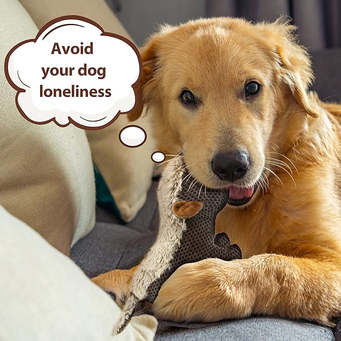 IOKHEIRA Dog Plush Toys for Aggressive Chewers, Indestructible Dog Squeaky Toys with Crinkle Paper, Durable Teething Chew Toys for Medium and Large Breed (Grey)