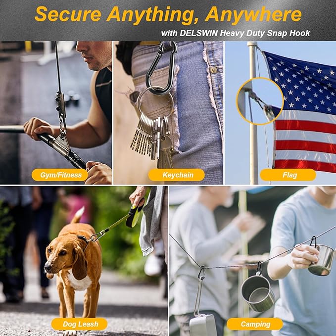 8 Pcs Carabiner Clip Spring Snap Hook - M6 2.36 Inch Heavy Duty Snap Hooks Quick Link for Hiking Camping Fishing Swing Hammock, 270lbs Capacity