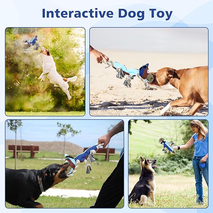 IOKHEIRA Dog Toys for Aggressive Chewers,Tough Indestructible Dog Toys,Squeaky Toys for Large Dogs,Durable Dog Chew Toys (Navy Blue)