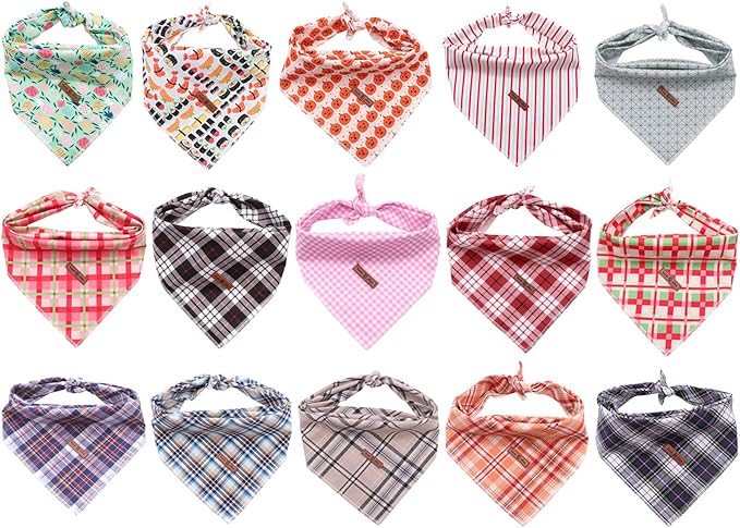 Lionet Paws Dog Bandana Washable Cotton Handkerchief Scarf Triangle Bandana for Small Medium Large Dogs Grey