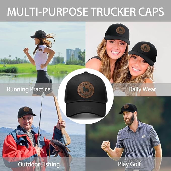 Dog Leather Patch Trucker Hat Gift - Adjustable Baseball Caps Dog Mesh Snapback Cap, Plastics Snapback Trucker Hats