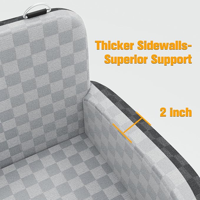 PETICON Waterproof Dog Car Seat for Small Medium Dogs, 6in Memory Foam Pet Booster Seat for Dogs up to 35 lbs with Pockets, Detachable Washable Pet Carseat with Y-Shape Safety Belt