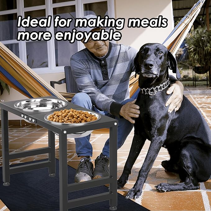 Metal Elevated Dog Bowls for Large Extral Large Breed Raised Dog Bowl Stand with Sprill Proof Mat and 3000ML Pet Bowls, 17" Tall Food & Water Feeder for Extra Large Breed