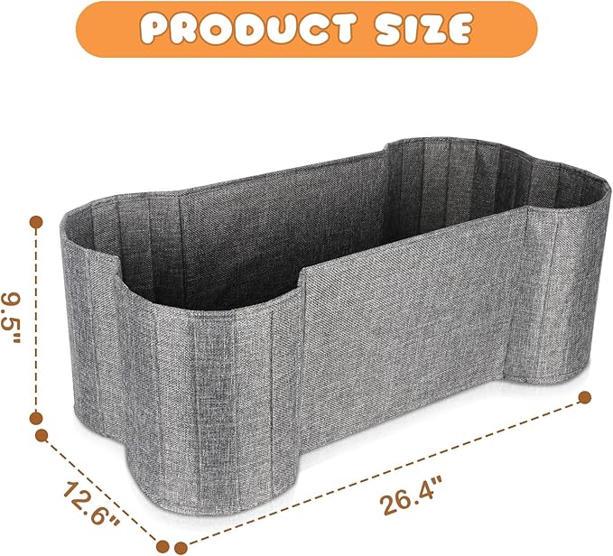 Lukeline Large Dog Toy Basket, Bone Shape Dog Toy Storage Box, Foldable Fabric Storage Bin for Pet toys and Pet Supplies, 26.4 * 12.6 * 9.5 Inches (1 Pack-Grey)