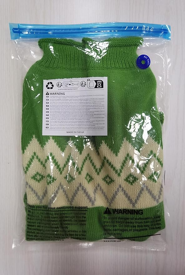 Queenmore Warm Dog Sweater, Soft Pet Knitwear, Knitted Pullover, Winter Pet Clothes for Small Medium Dogs Cats Green