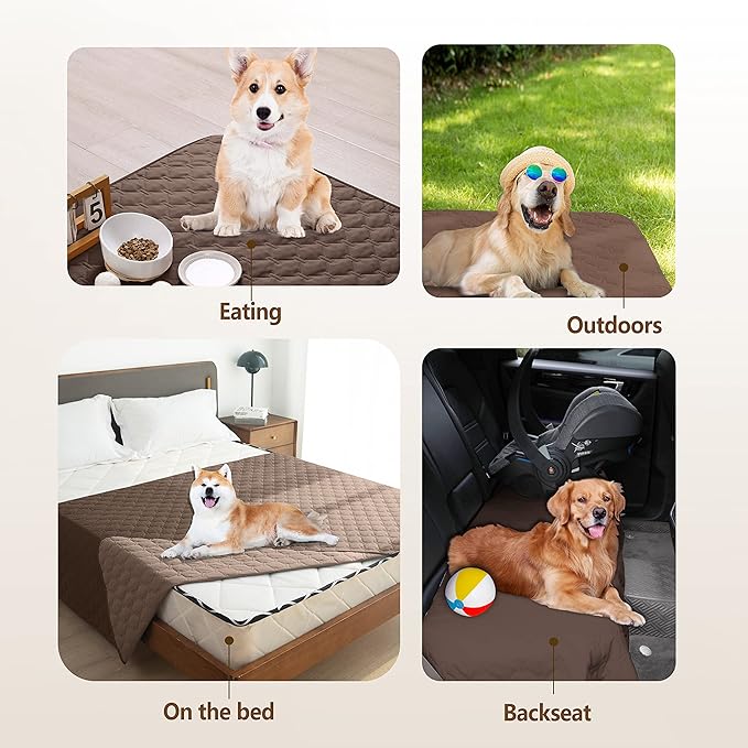 gogobunny 100% Double-Sided Waterproof Dog Bed Cover Pet Blanket Sofa Couch Furniture Protector for Puppy Large Dog Cat, Reversible (82x120 Inch (Pack of 1), Dark Chocolate/Light Chocolate)