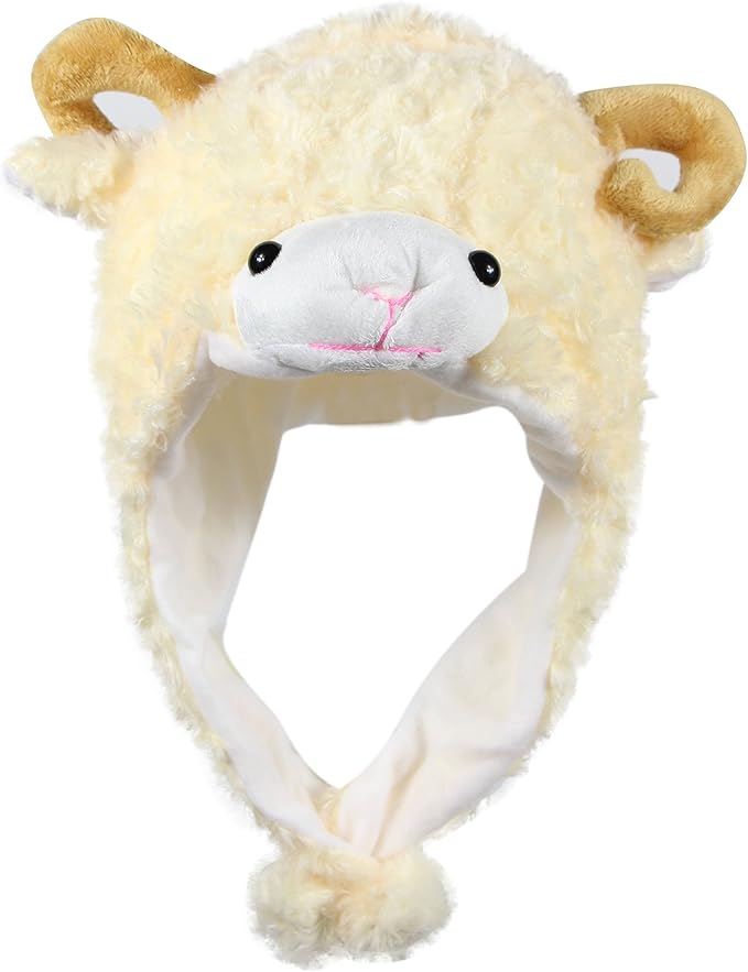 Plush Fun Animal Hats One Size Cap Polyester With Fleece Lining