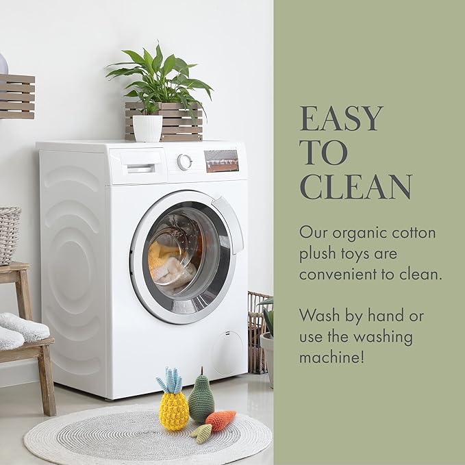 Nina Woof Organic Cotton Squeaky Dog Toys Fruits & Veggies Dog Toy Pack - Handmade Knit Dog Accessories, for Small Medium Dogs, Puppy Essentials and Puppy Toys Perfect Dog Gift