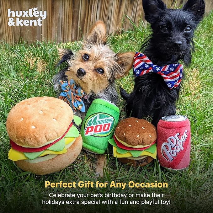 Huxley & Kent Funny Dog Toy w/Squeaker – Power Plush Squeaky Dog Toys for Small, Medium & Large Dogs – Soft Stuffed Animal for Indoor Play & Fetch - Mountain Poo, Large