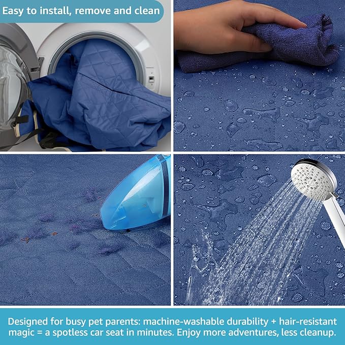 Lassie Dog Car Seat Covers for Back Seat with 2 Seat Belts, Waterproof Dog Car Hammock with Mesh Window Durable Scratch Proof Nonslip Pet Carseat Covers Universal Fit Protector for Cars, Trucks & SUVs