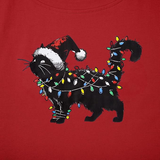 JINTING Cat Shirts for Women - Loose Fit Lightweight Long Sleeve Graphic Tee Fall Printed Crewneck Blouse Casual Tops