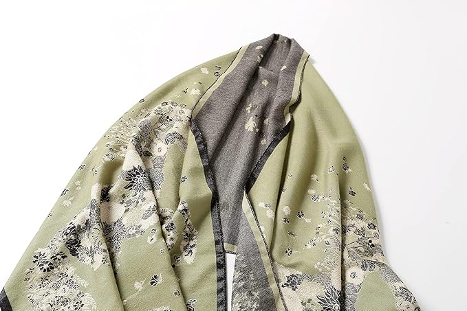 Jeelow Womens Pashmina Shawl Wrap Scarf - Elegant Dressy Evening Poncho Cape for Formal and Wedding Outfits