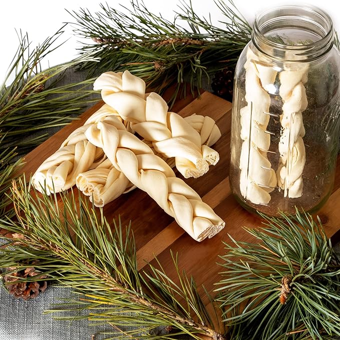 Pet Factory 100% Made in USA Beefhide 7" Braided Sticks Dog Chew Treats - Natural Flavor, 6 Count/1 Pack