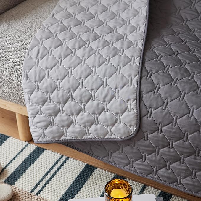 gogobunny 3X Stronger Waterproof Pet Blanket, Scratch Proof Furniture Protector for Dogs Cats, Reversible Cover 30x70 Inch, Dark Grey/Light Grey