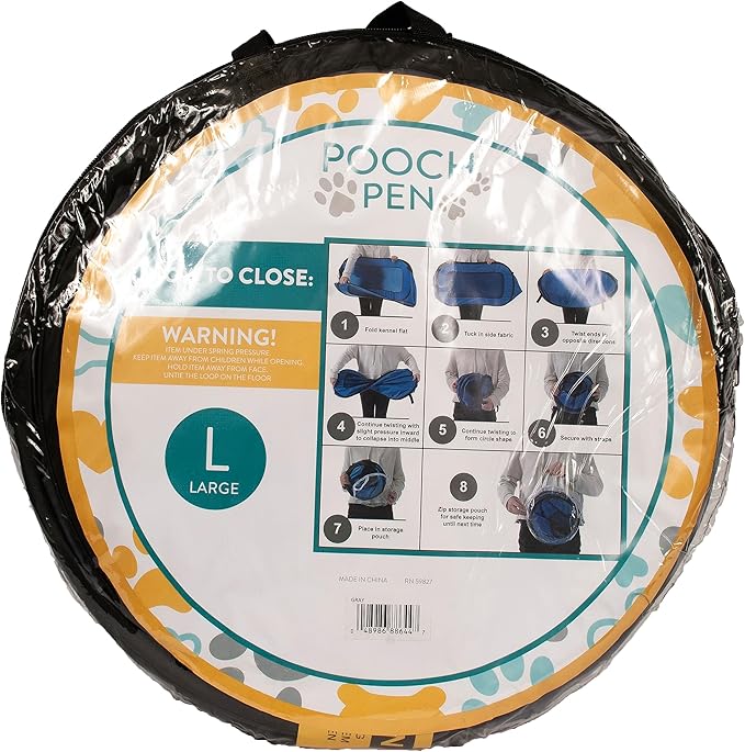 Beatrice Home Fashions Portable, Collapsible, Pop Up Kennel Travel Cat and Dog Crate, 40" L x 27" W x 27" H, Blue