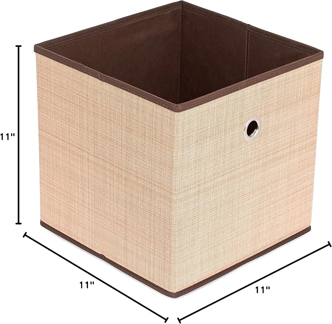 Internet's Best Canvas Storage Bin - Durable Storage Cube Box Basket Container - Clothes Nursery Toys Organizer - Brown (Beige)