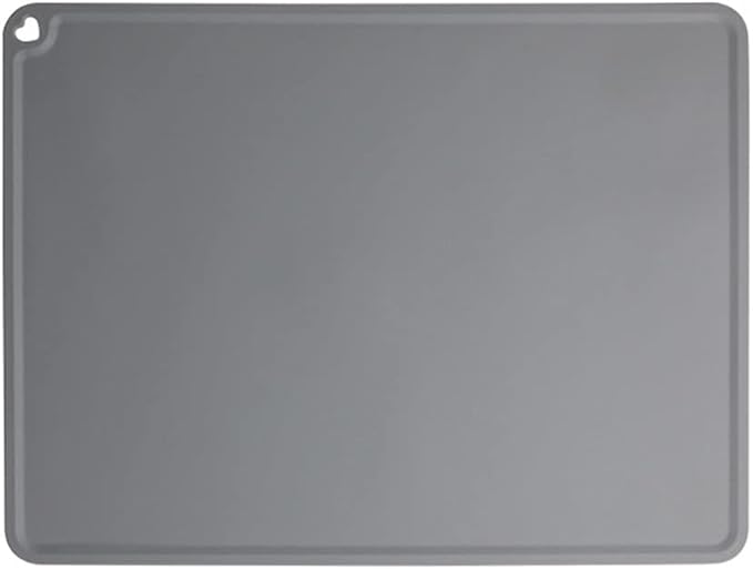 JiangYanus Silicone Pet Feeding Mat for Dog Cat Bowls, Non Slip Waterproof Cat & Dog Bowl Mats Tray with Edges for Food and Water, Pet Bowl Mat Dog Placemats for Floors (16.1 x 12.2 inch, Grey)