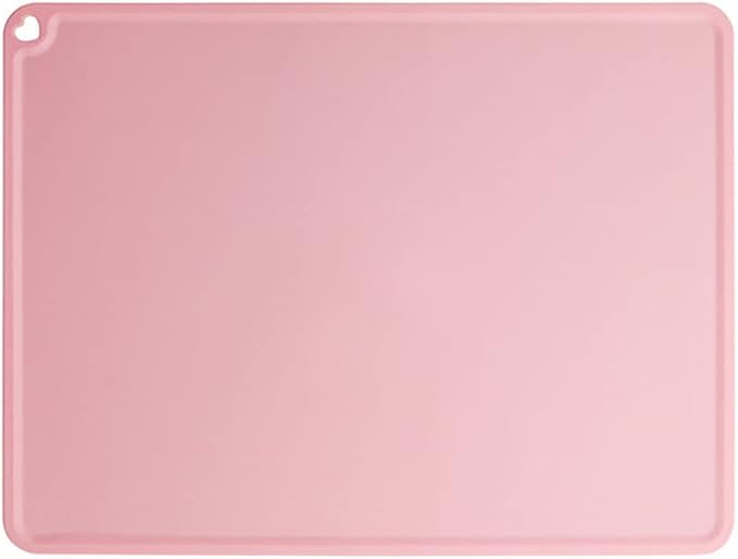 JiangYanus Silicone Pet Feeding Mat for Dog Cat Bowls, Non Slip Waterproof Cat & Dog Bowl Mats Tray with Edges for Food and Water, Pet Bowl Mat Dog Placemats for Floors (16.1 x 12.2 inch, Pink)