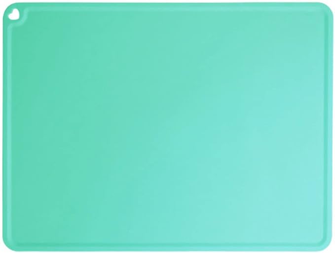 JiangYanus Silicone Pet Feeding Mat for Dog Cat Bowls, Non Slip Waterproof Cat & Dog Bowl Mats Tray with Edges for Food and Water, Pet Bowl Mat Dog Placemats for Floors (16.1 x 12.2 inch, Green)